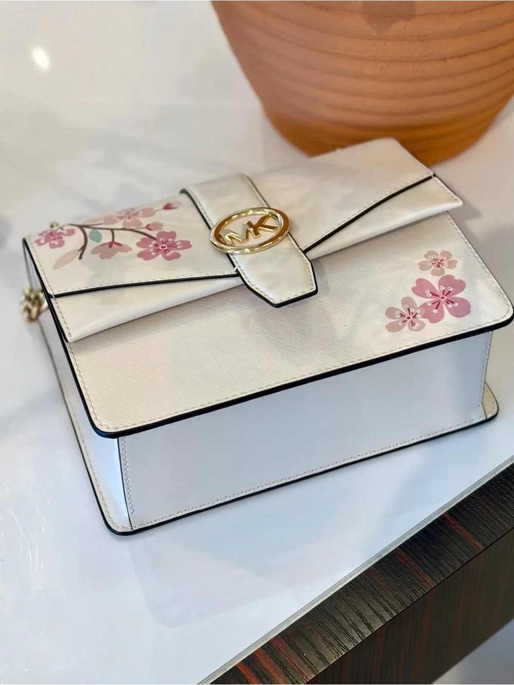 MICHAEL KORS Greenwich Small Embellished Crossbody Bag Light Cream Multi NWT